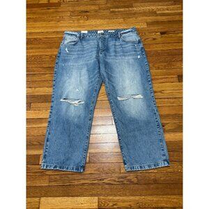 Cotton On Women's Low Rise Straight Jeans Plus Sz 45x30 Distressed Denim NWT $60
